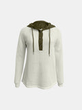 MQTIME  -  Full Size Waffle-Knit Contrast Long Sleeve Hoodie