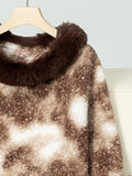 MQTIME  -   Furry Contrast Three-Quarter Poncho