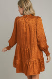 MQTIME  -  Umgee Smocked Leopard Long Sleeve Tiered Dress
