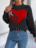 MQTIME  -  LOVE Heart Round Neck Dropped Shoulder Sweater