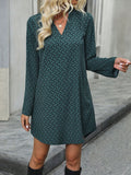 MQTIME  -  Printed V-Neck Long Sleeve Mini Dress