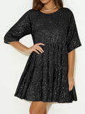 MQTIME  -  Round Neck Half Sleeve Mini Dress