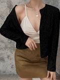 MQTIME  -  Full Size Sequin Open Front Cropped Jacket