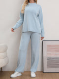 MQTIME  -  Mock Neck Long Sleeve Top and Pants Sweater Set