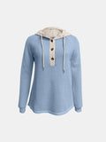 MQTIME  -  Full Size Waffle-Knit Contrast Long Sleeve Hoodie