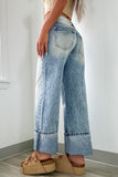 MQTIME  -  Washed Wide Leg Jeans with Pockets
