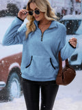 MQTIME  -  Half Zip Long Sleeve Furry Sweatshirt