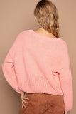 MQTIME  -  POL Crochet Flower Round Neck Dropped Shoulder Sweater