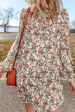 MQTIME  -  Floral Round Neck Long Sleeve Dress