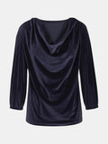 MQTIME  -  Cowl Neck Three-Quarter Sleeve Top