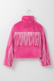 MQTIME  -  Fringed Zip Up Fleece Jacket