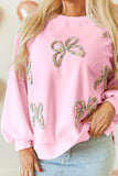 MQTIME  -  Bow Round Neck Long Sleeve Sweatshirt