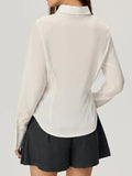 MQTIME  -  Ruched Button Down Long Sleeve Shirt