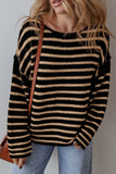 MQTIME  -  Stripe Drop Shoulder Round Neck Sweater