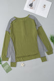 MQTIME  -   Striped Exposed Seam Half Button Sweatshirt