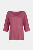MQTIME  -  V-Neck Three-Quarter Sleeve Knit Top