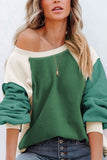 MQTIME  -  Color Block Round Neck Long Sleeve Sweatshirt