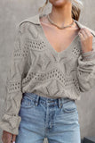 MQTIME  -  Hollow Out Johnny Collar Sweater
