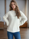 MQTIME  -  Round Neck Drop Shoulder Long Sleeve Sweater