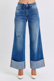 MQTIME  -  Judy Blue Full Size Distressed High Waist Wide Leg Jeans