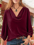 MQTIME  -  Cowl Neck Three-Quarter Sleeve Top