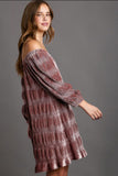 MQTIME  -  Off-Shoulder Balloon Sleeve Velvet Mini Dress