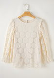 MQTIME  -  Flower Jacquard Flounce Sleeve Blouse