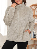 MQTIME  -  Fuzzy Zip Up Long Sleeve Jacket