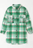 MQTIME  -  Plaid Flap Pocket Long Sleeve Shacket