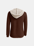 MQTIME  -  Full Size Waffle-Knit Contrast Long Sleeve Hoodie