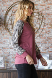 MQTIME  -  Heimish Full Size Snakeskin Print Raglan Sleeve Half Button Top