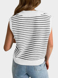 MQTIME  -   Collared Neck Striped Sweater Vest