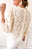 MQTIME  -  Flower Jacquard Flounce Sleeve Blouse
