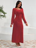 MQTIME  -   Round Neck Long Sleeve Dress