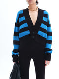 MQTIME  -  Striped Button Down Drop Shoulder Cardigan