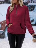 MQTIME  -  Half Zip Long Sleeve Furry Sweatshirt