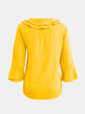 MQTIME  -  Full Size Ruffled V-Neck Flounce Sleeve Blouse