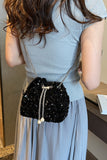 MQTIME  -  Sequin Chain Drawstring Bucket Bag