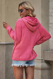 MQTIME  -  Exposed Seam Zip Up Long Sleeve Drawstring Hoodie