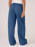 MQTIME  -  Contrast Waistband Drawstring Wide Leg Pants