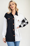 MQTIME  -  Celeste Full Size Plaid Contrast Button Up Shacket