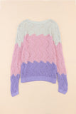 MQTIME  -  Color Block Hollow Boat Neck Sweater