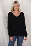 MQTIME  -  V-Neck Drop Shoulder Sweater