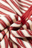 MQTIME  -  Stripe Johnny Collar Drop Shoulder Sweatshirt