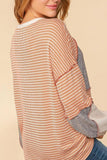 MQTIME  -  Exposed Seam Color Block Round Neck Top