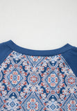 MQTIME  -  Lace Detail Geometric Round Neck Long Sleeve Top