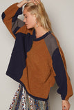 MQTIME  -  POL Color Block Half Zip Dropped Shoulder Sweatshirt