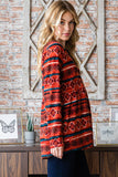 MQTIME  -  Heimish Full Size  Geometric Button Detail Long Sleeve Babydoll Top
