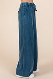 MQTIME  -   Mittoshop Mineral Wash French Terry Drawstring Wide Leg Pants