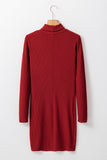 MQTIME  -  Ribbed Mock Neck Long Sleeve Mini Dress